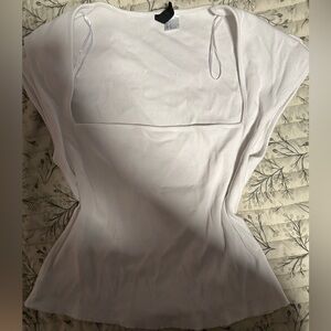 Divided White Ribbed Blouse